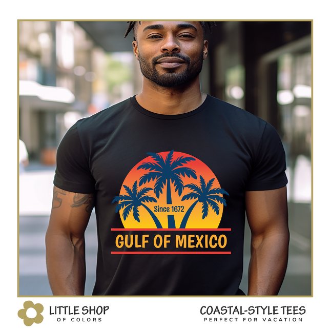 Gulf of Mexico Tropical Palm Trees Sunset T-Shirt (Creator Uploaded)