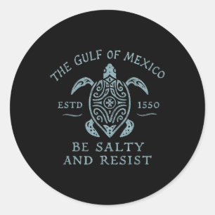 Gulf Of Mexico Turtle Be Salty And Resist  Classic Round Sticker