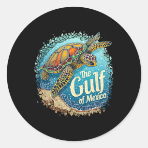 Gulf Of Mexico Turtle Colourful Mexican Men Women Classic Round Sticker