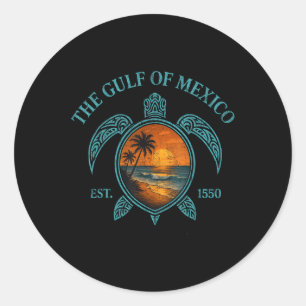 Gulf Of Mexico Turtle Est. 1550 Retro Vintage Suns Classic Round Sticker