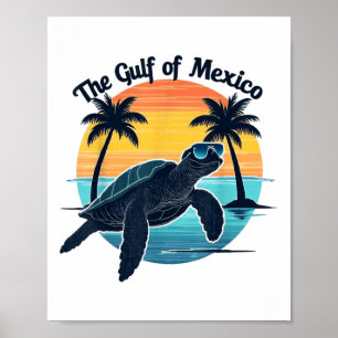 Gulf Of Mexico Turtle Vintage Graphic Sea Turtle S Poster