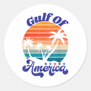 Gulf Of United States Of America Vintage Sunset Classic Round Sticker
