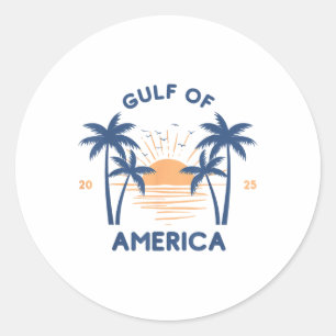 Gulf Of Us America 2025 American Flag Mexico Retro Classic Round Sticker