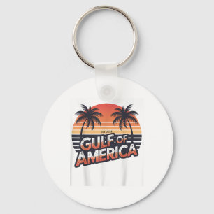 Gulf Of Us America 2025 Retro American Flag Mexico Key Ring