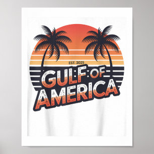 Gulf Of Us America 2025 Retro American Flag Mexico Poster