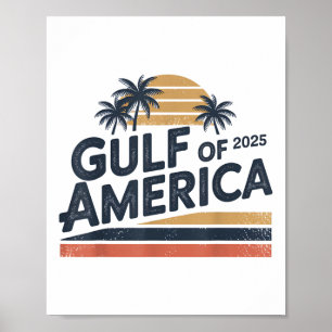 Gulf Of Us America 2025 Retro Vintage American Fla Poster