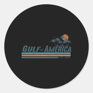 Gulf Of Us America Est 2025 Retro Vintage Beach 12 Classic Round Sticker