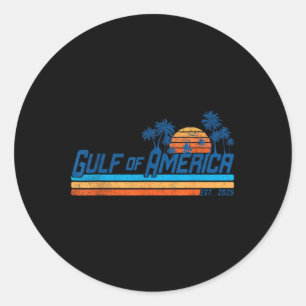 Gulf Of Us America Est 2025 Retro Vintage Beach _1 Classic Round Sticker