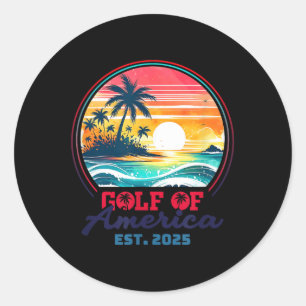 Gulf Of Us America Est 2025 Retro Vintage Beach _1 Classic Round Sticker