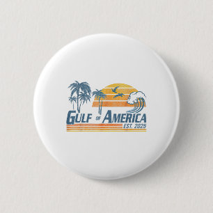 Gulf Of Us America Est 2025 Retro Vintage Beach 6 Cm Round Badge