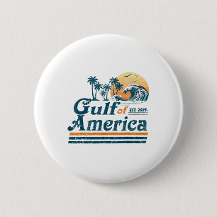 Gulf Of Us America Est 2025 Retro Vintage Beach 6 Cm Round Badge