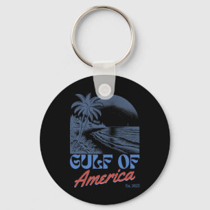 Gulf Of Us America Est 2025 Retro Vintage Beach 6  Key Ring
