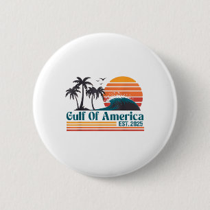 Gulf Of Us America Est 2025 Retro Vintage Beach _8 6 Cm Round Badge