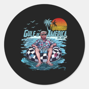 Gulf Of Us America Est 2025 Retro Vintage Beach 9  Classic Round Sticker