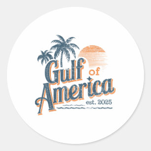Gulf Of Us America Est 2025 Retro Vintage Beach  Classic Round Sticker