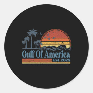Gulf Of Us America Est 2025 Retro Vintage Beach  Classic Round Sticker