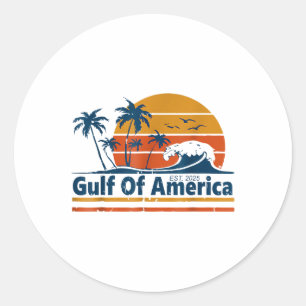 Gulf Of Us America Est 2025 Retro Vintage Beach Classic Round Sticker