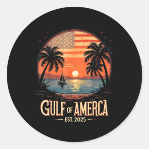 Gulf Of Us America Est 2025 Retro Vintage Beach Classic Round Sticker