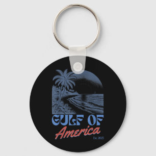Gulf Of Us America Est 2025 Retro Vintage Beach Key Ring