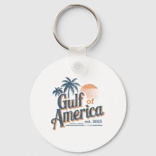 Gulf Of Us America Est 2025 Retro Vintage Beach Key Ring