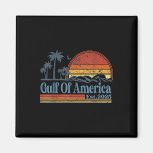 Gulf Of Us America Est 2025 Retro Vintage Beach Magnet