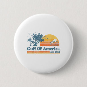 Gulf Of Us America Est 2025 Retro Vintage Beach Me 6 Cm Round Badge
