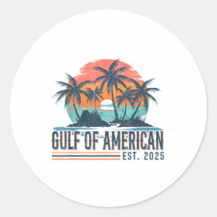 Gulf Of Us America Est 2025 Retro Vintage Beach Me Classic Round Sticker