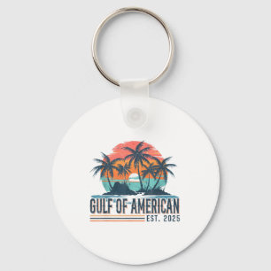Gulf Of Us America Est 2025 Retro Vintage Beach Me Key Ring