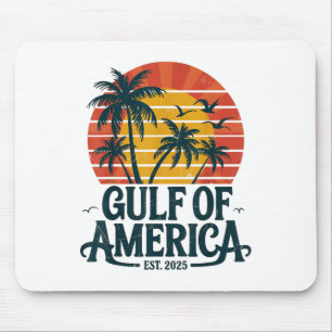 Gulf Of Us America Est 2025 Retro Vintage Beach Mouse Pad