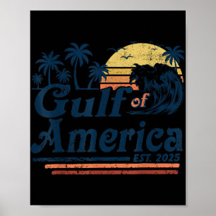 Gulf Of Us America Est 2025 Retro Vintage Beach Poster
