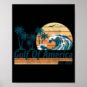 Gulf Of Us America Est 2025 Retro Vintage Beach  Poster