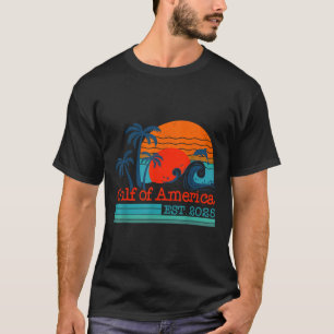Gulf Of Us America Est 2025 Retro Vintage Beach  T-Shirt