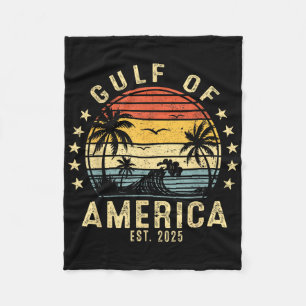 Gulf Of Us America Est 2025 Retro Vintage Gulf For Fleece Blanket