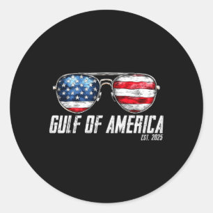 Gulf Of Us America Est 2025 Retro Vintage Sungles Classic Round Sticker