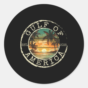 Gulf Of Us America Est 2025 Vintage Beach Stamp Me Classic Round Sticker
