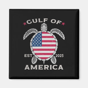 Gulf Of Us America Turtle Us Flag Est 2025 Gulf Of Magnet
