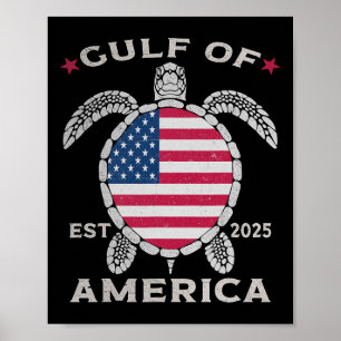 Gulf Of Us America Turtle Us Flag Est 2025 Gulf Of Poster