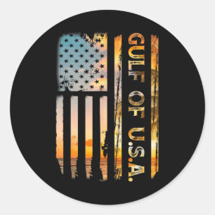 Gulf Of Usa America 2025 Vintage American Flag Bea Classic Round Sticker