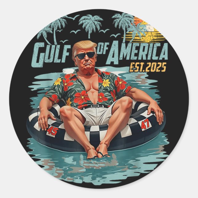 Gulf Of Usa America Est 2025 American Flag Gulf Me Classic Round Sticker (Front)