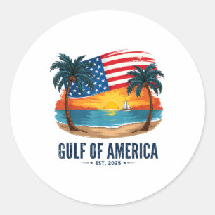 Gulf Of Usa America Est 2025 Retro Beach American Classic Round Sticker