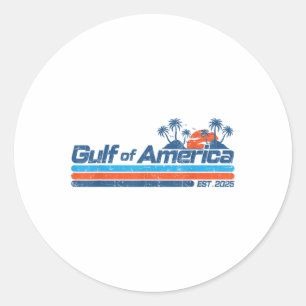 Gulf Of Usa America Est 2025 Retro Flag Gulf Mexic Classic Round Sticker