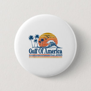 Gulf Of Usa America Est 2025 Retro Vintage America 6 Cm Round Badge