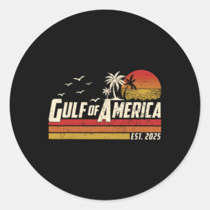 Gulf Of Usa America Est 2025 Retro Vintage Beach 1 Classic Round Sticker