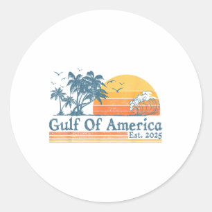 Gulf Of Usa America Est 2025 Retro Vintage Beach Classic Round Sticker
