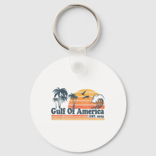 Gulf Of Usa America Est 2025 Retro Vintage Beach Key Ring