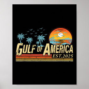 Gulf Of Usa America Est 2025 Retro Vintage Beach M Poster
