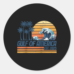 Gulf Of Usa America Est 2025 Retro Vintage Gulf Of Classic Round Sticker