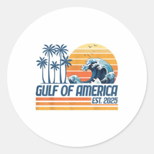 Gulf Of Usa America Est 2025 Retro Vintage Gulf Of Classic Round Sticker