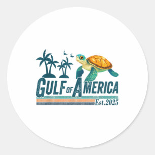 Gulf Of Usa America Est 2025 Turtle Gulf Mexico  Classic Round Sticker