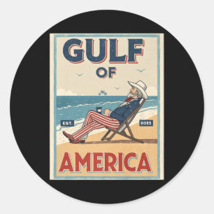 Gulf Of Usa America Est. 2025 Uncle Sam Patriotic Classic Round Sticker